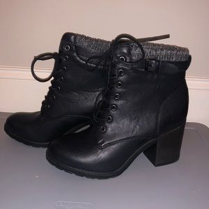 Mia Shoes - Black Combat Boot Heels Mia Shoes - Black Combat Boot Heels